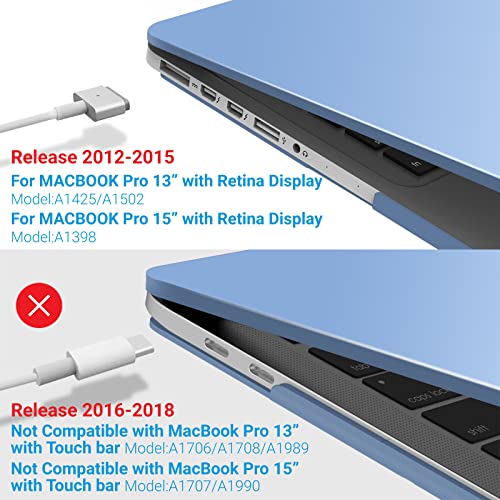 IBENZER Compatible with MacBook Pro 13 Inch Case 2015 2014 2013 end 2012 A1502 A1425, Hard Shell Case with Keyboard Cover for Old Version Apple Mac Pro Retina 13, Airy Blue, R13ARBL+1A - Image 4