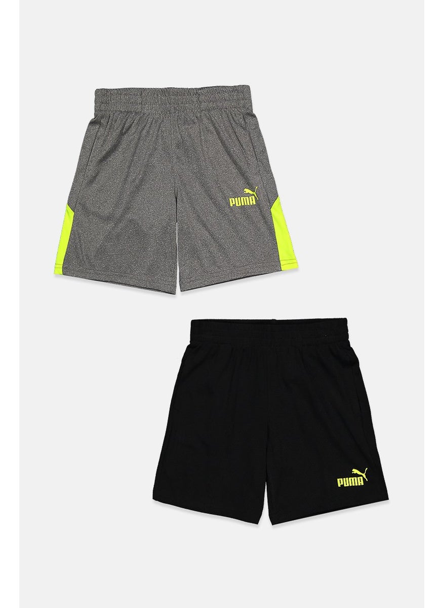 PUMA Kids Boy 2,Pieces Sportswear Fit Brand Logo Shorts Set, Grey and Black  - Image 1