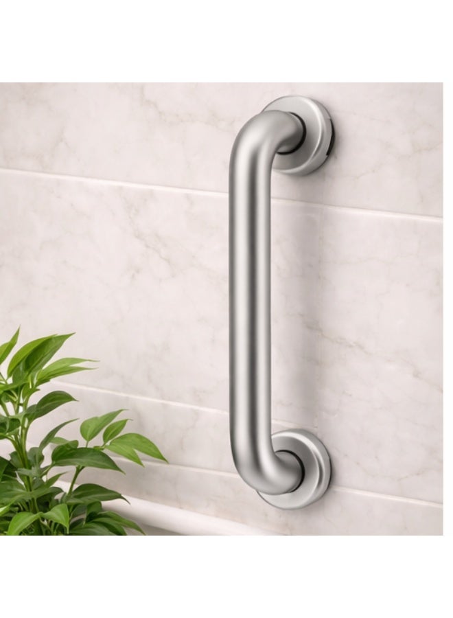 رونا قضبان دعم حمام RONA فضي مطفي (نيكل مشطوف) – مقبض أمان للدش من الفولاذ المقاوم للصدأ، مانع للانزلاق، دعم لكبار السن وذوي الاحتياجات الخاصة، تثبيت جداري قوي - Image 4