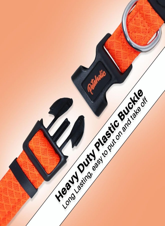 Plushmate x Petaholic Soft Air Mesh Adjustable & Comfortable Dog Neck Collar Belt with Quick Release Buckle & Strong Metal D Ring Suitable for Small, Medium & Large Dogs (Small, Orange, 38 mm) - Image 3
