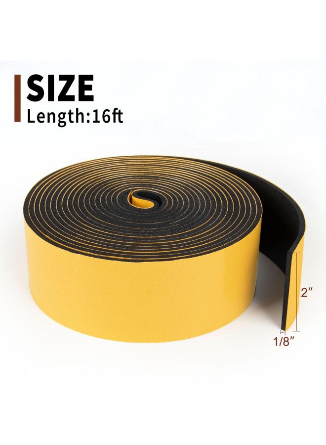 Yotache Neoprene Weather Stripping 2" W X 1/8" T (New Adhesive Craft), Self Adhesive Foam Rubber Seal Strip Tape for Door and Window, 16 Ft Length - Image 3