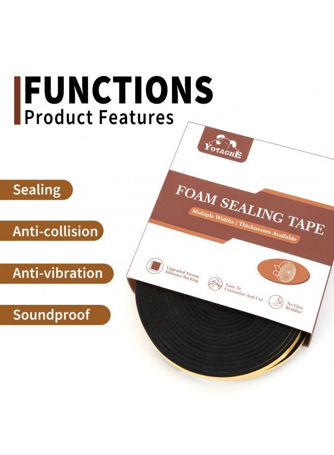 Yotache Neoprene Weather Stripping 2" W X 1/8" T (New Adhesive Craft), Self Adhesive Foam Rubber Seal Strip Tape for Door and Window, 16 Ft Length - Image 4