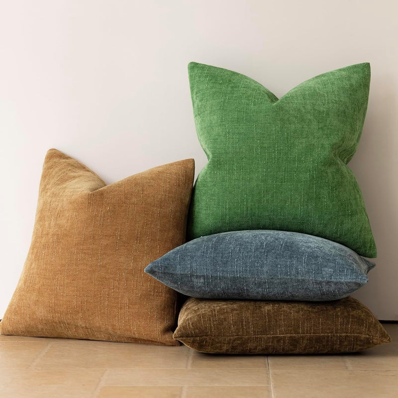 Foindtower Pack of 2 Soft Textured Chenille Throw Decorative Pillow Covers Lumbar Accent Solid Cushion Cover Cozy Neutral Farmhouse Pillow Case for Couch Sofa Bed Living Room 12x24 Inch,Forest Green - Image 5