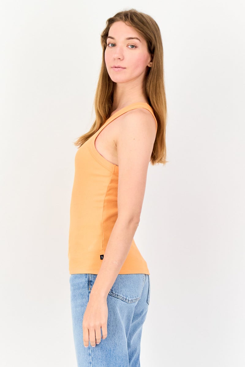 GAP Women Crew Neck Sleeveless Ribbed Tank Top, Orange - Image 2