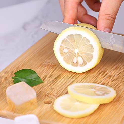 HTB Bamboo Cutting Board Set for Kitchen,Small Cutting Boards with Holder,Serving Boards for Sandwich Cheese Meal Breakfast - Image 3