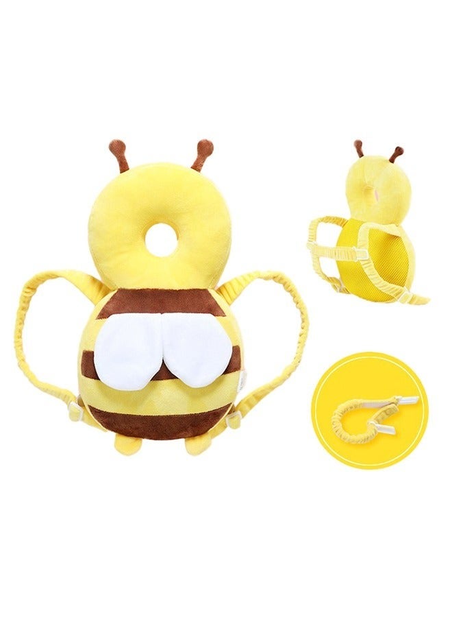 إن كي أكس مسند رأس للأطفال، قبعة قابلة للارتداء بتصميم مخملي لطيف على شكل نحلة ثلاثية الأبعاد مع حزام أفقي - وسادة حماية للرأس مضادة للسقوط للأطفال الرضع - حجم كبير (34 سم) - Image 1