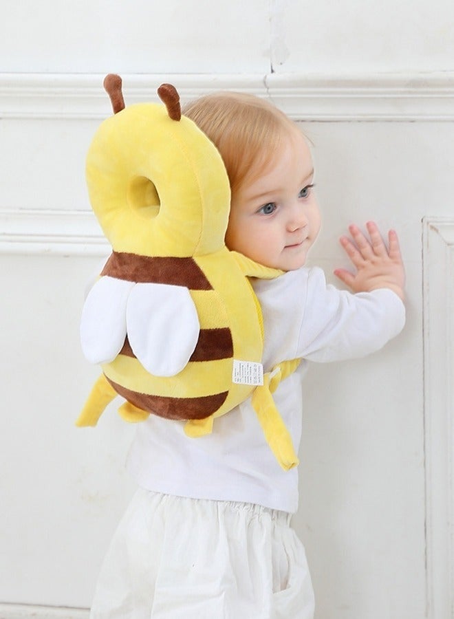 إن كي أكس مسند رأس للأطفال، قبعة قابلة للارتداء بتصميم مخملي لطيف على شكل نحلة ثلاثية الأبعاد مع حزام أفقي - وسادة حماية للرأس مضادة للسقوط للأطفال الرضع - حجم كبير (34 سم) - Image 2