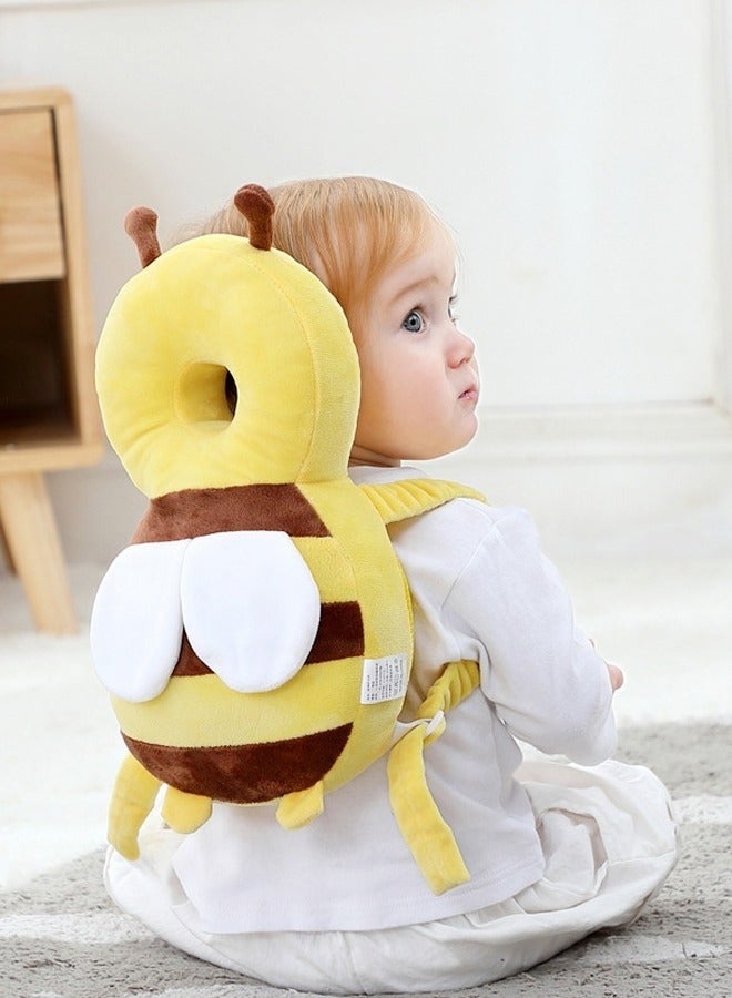 إن كي أكس مسند رأس للأطفال، قبعة قابلة للارتداء بتصميم مخملي لطيف على شكل نحلة ثلاثية الأبعاد مع حزام أفقي - وسادة حماية للرأس مضادة للسقوط للأطفال الرضع - حجم كبير (34 سم) - Image 3