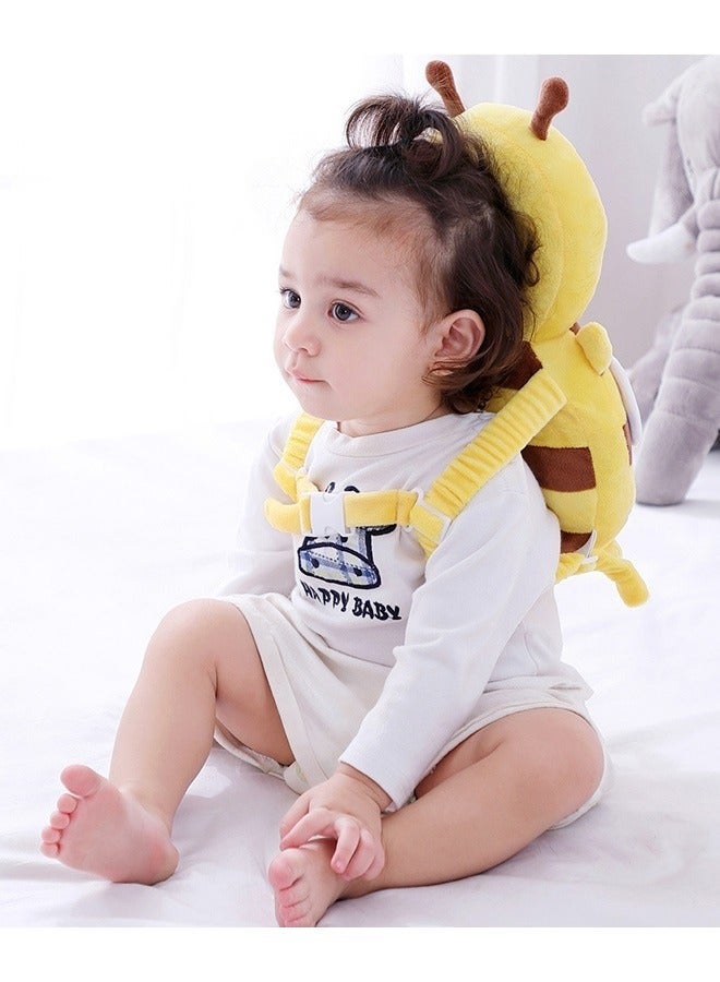 إن كي أكس مسند رأس للأطفال، قبعة قابلة للارتداء بتصميم مخملي لطيف على شكل نحلة ثلاثية الأبعاد مع حزام أفقي - وسادة حماية للرأس مضادة للسقوط للأطفال الرضع - حجم كبير (34 سم) - Image 4