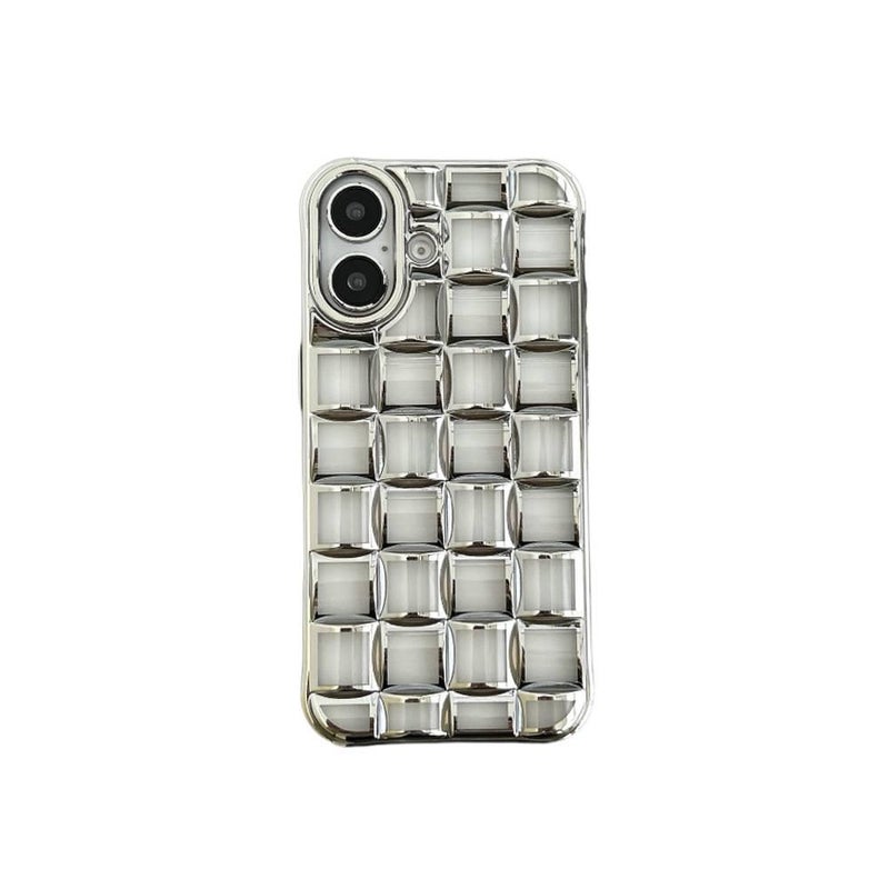 BB TPU Protective Case for iPhone 15 / 15 Plus / 15 Pro / 15 Pro Max with Drop Protection and Anti-Fingerprint plus Shockproof plus 3D Cube Laser Engraving plus Scratch Resistant in Silver - Image 1