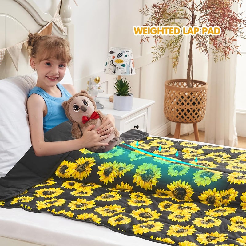 yescool يسكول كيدز ( Kids) بطانية مزودة بوزن (3 أرطال، 36" × 48"، رمادي) – بطانية سميكة مرطبة مثالية للنوم، مناسبة للأوزان بين 20 و40 رطل، قابلة للغسيل في الغسالة. - Image 2
