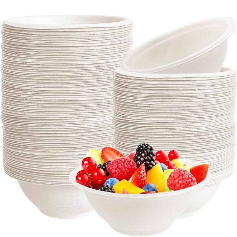 Tiaiidi 100 Pack 8 oz Disposable Paper Bowls,Compostable Bagasse Bowls,Small Biodegradable Heavy-Duty Bowls for Hot and Cold Food - Image 1