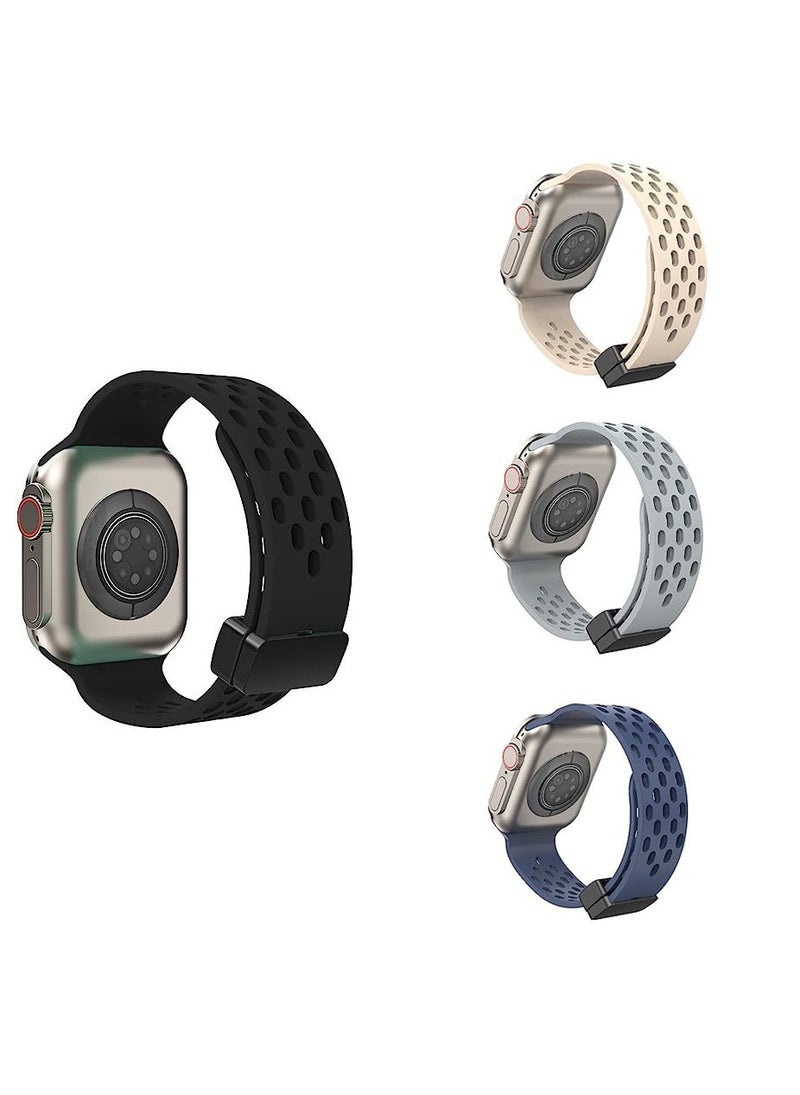 Watch Strap for Apple Ultra Watch Band 49mm/45mm/44mm/42mm 4 Pcs Silicone Watch Strap for Apple Watch Ultra Band Magnetic Folding Buckle Strap For iWatch Ultra Series 8 7 6 5 4 3 2 1 SE - Image 1