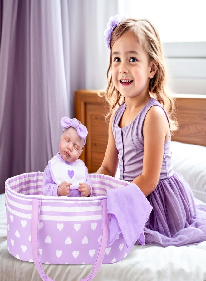 Aori Reborn Baby Dolls Bassinet Foldable Baby Doll Carrier Bed Soft Doll Carrier Doll Accessories with Handle for 17-22 inch Baby Dolls Girls (Purple) - Image 3