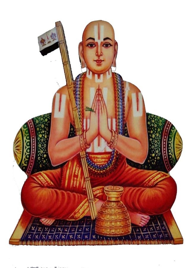Vils Indian Theologian Shri Ramanuja/Ramanujacharya Divine Holy Blessing Wood & Plastic Statue/Photo Frame Cutout with Backstand for Pooja/Gift (Size: 5 inch X 6 inch)- Multicolor - Image 1
