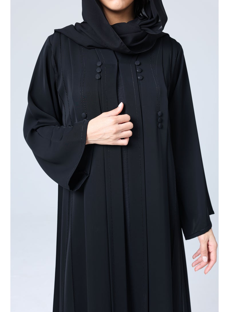 IKKXA Modern Button Details Abaya - Image 2