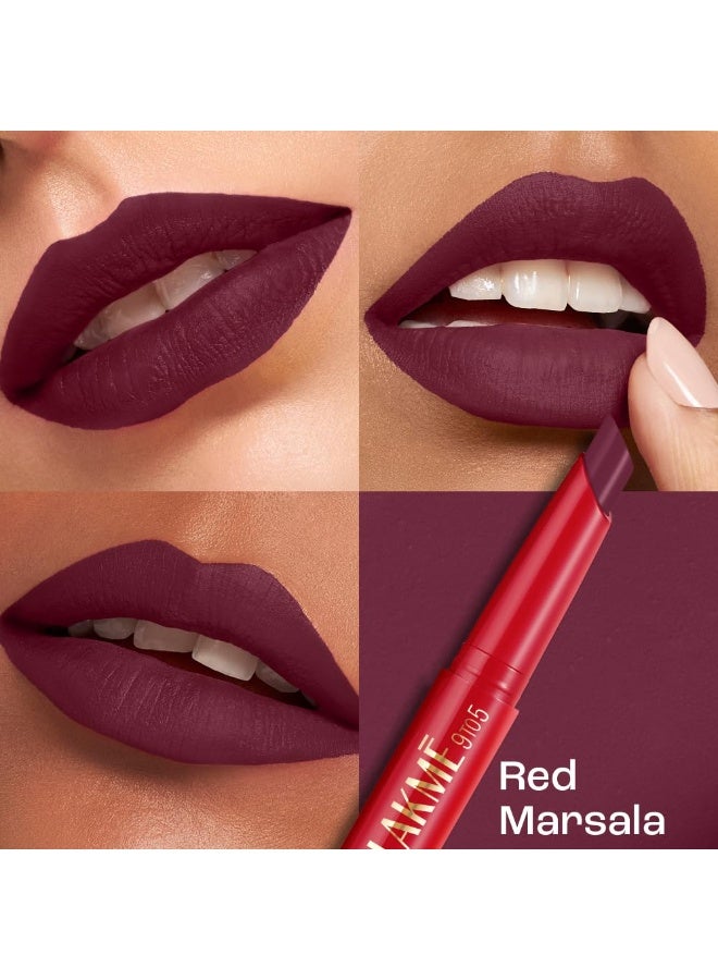 لاكمي قلم شفاه لاكمي 9 to 5 Forever Matte، لون Red Marsala، 1.1 جرام، لشفاه ناعمة ونضرة، مع فيتامين C، لمسة نهائية مطفية، ترطيب يدوم 8 ساعات، راحة تدوم طوال اليوم، قلم قابل للسحب - Image 5