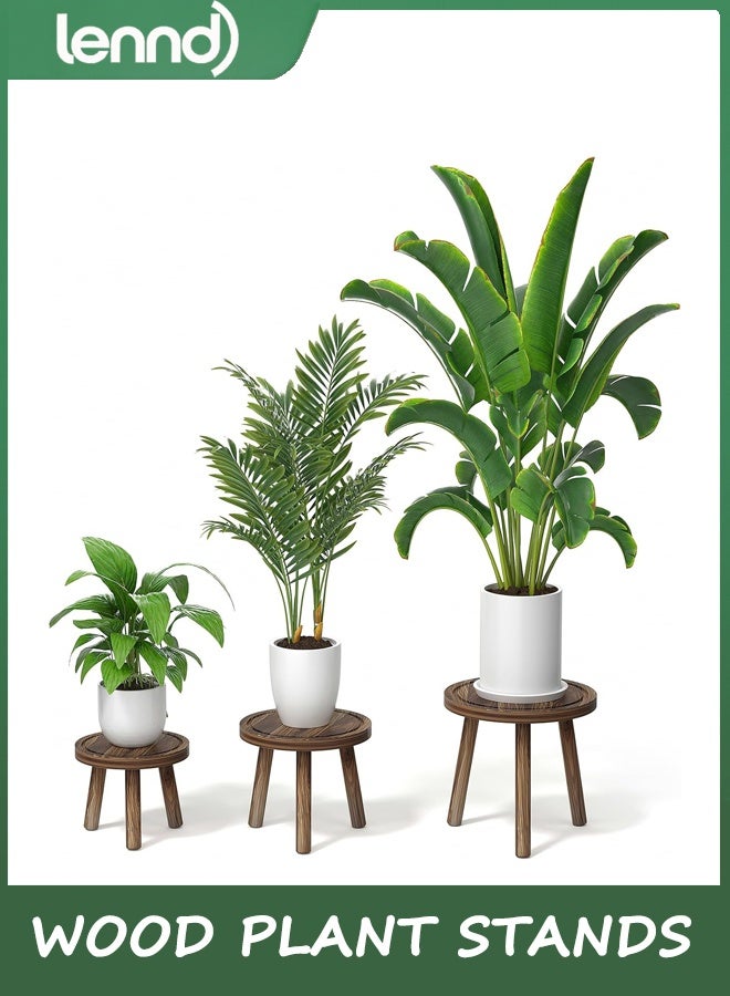 لينند 3 حزمة النبات الخشبي يقف في الأماكن الداخلية ، وقف نبات واحد لأواني 15-30 سم ، مقعد نبات حديث في منتصف القرن ، وقف نبات طويل للنباتات الكبيرة مناسبة تمامًا لغرفة المعيشة ، الشرفة ، المكتب - Image 1