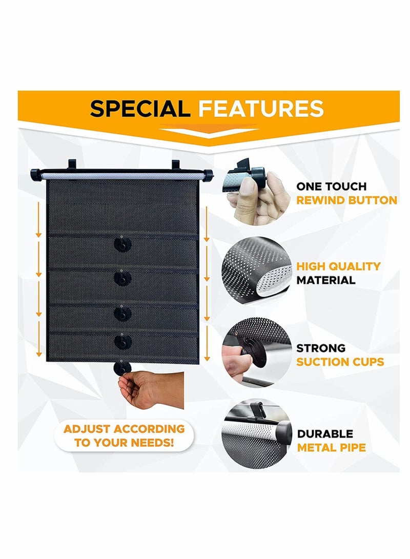 Excefore Car Side Window Sun Shade (2 Pack) | Retractable Car Roller Sunshade for Kids, Pets | Baby Car Window Shades for UV and Sun Glare Protection | Car Window Blinds for Privacy Blackout 15"x17" - Image 3