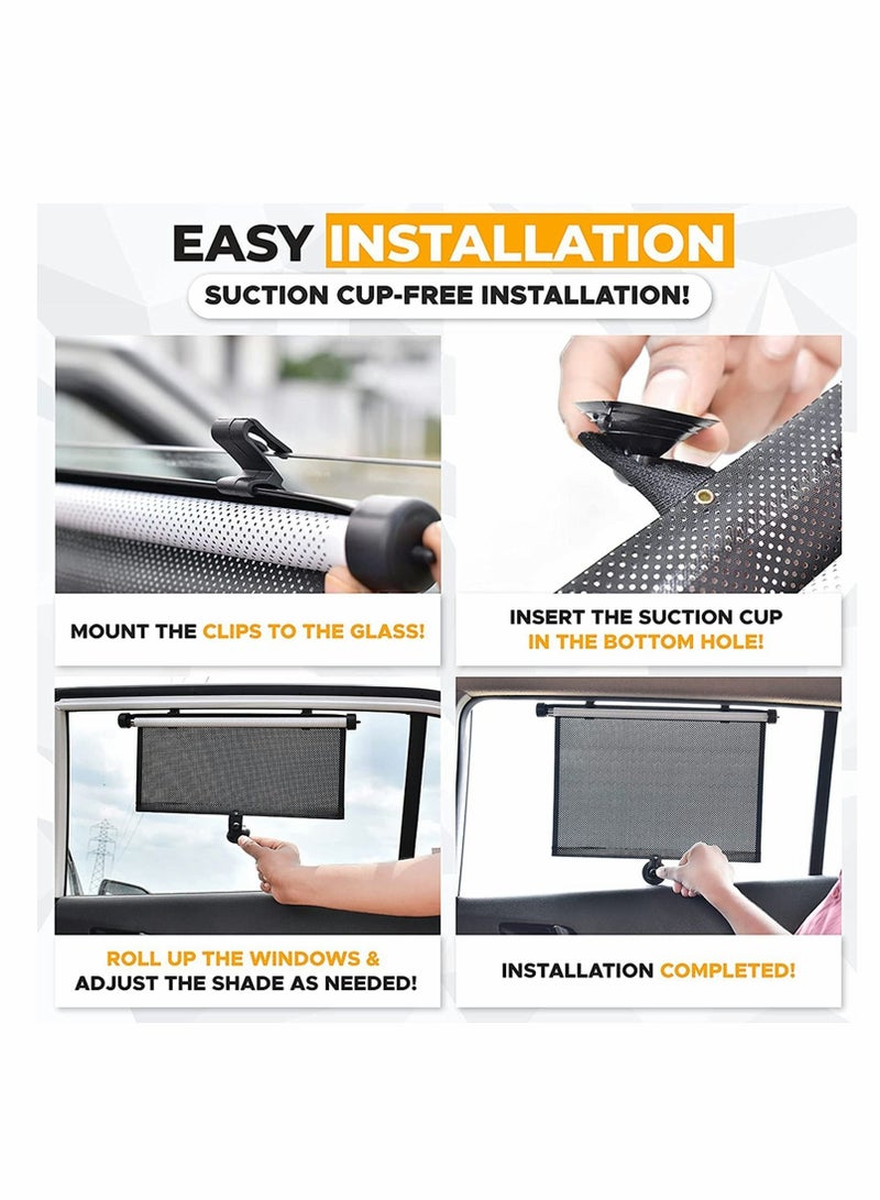 Excefore Car Side Window Sun Shade (2 Pack) | Retractable Car Roller Sunshade for Kids, Pets | Baby Car Window Shades for UV and Sun Glare Protection | Car Window Blinds for Privacy Blackout 15"x17" - Image 4