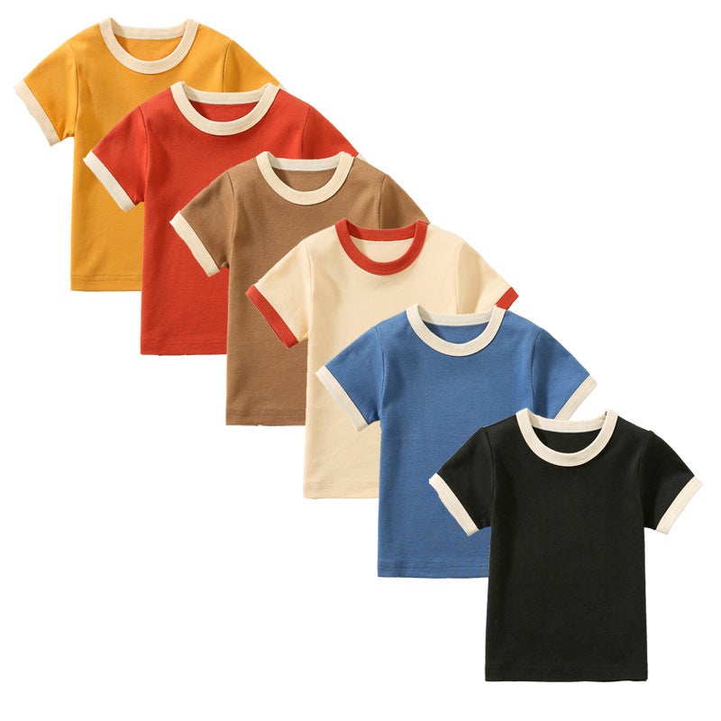 Fashion Brand Children'S Short-Sleeved T-Shirt Boys And Girls T-Shirt Baby Summer Solid Color Half-Sleeved Children'S T-Shirt Baby Short-Sleeved - Image 2