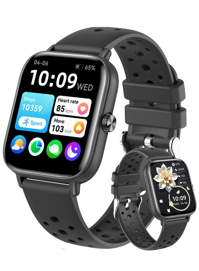 RollsTimi  Smart Watch for Men and Women with Black Case, 1.83" Fitness Tracker, Heart Rate Monitor/Sleep Tracker/Pedometer, 100+ Sport Modes, Compatible with Android & iOS - Image 1