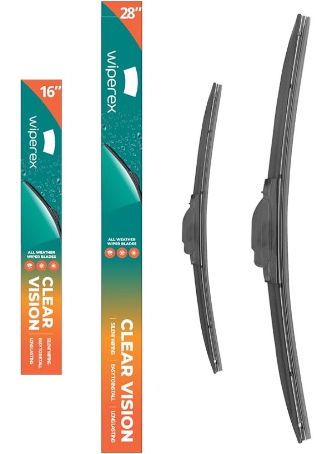 ويبيركس WiperEX 28" + 16" Wiper Blades – Silent, Streak-Free, Anti-Lift, Durable Natural Rubber Pair (Pack of 2) - Image 1