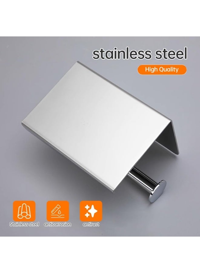 YD Wall Mounted Toilet Paper Holder with Storage Shelf, Modern Bathroom Tissue Roll Dispenser, Space Saving Stainless Steel Organizer for Washroom, Restroom, Home and Commercial Use - Image 2
