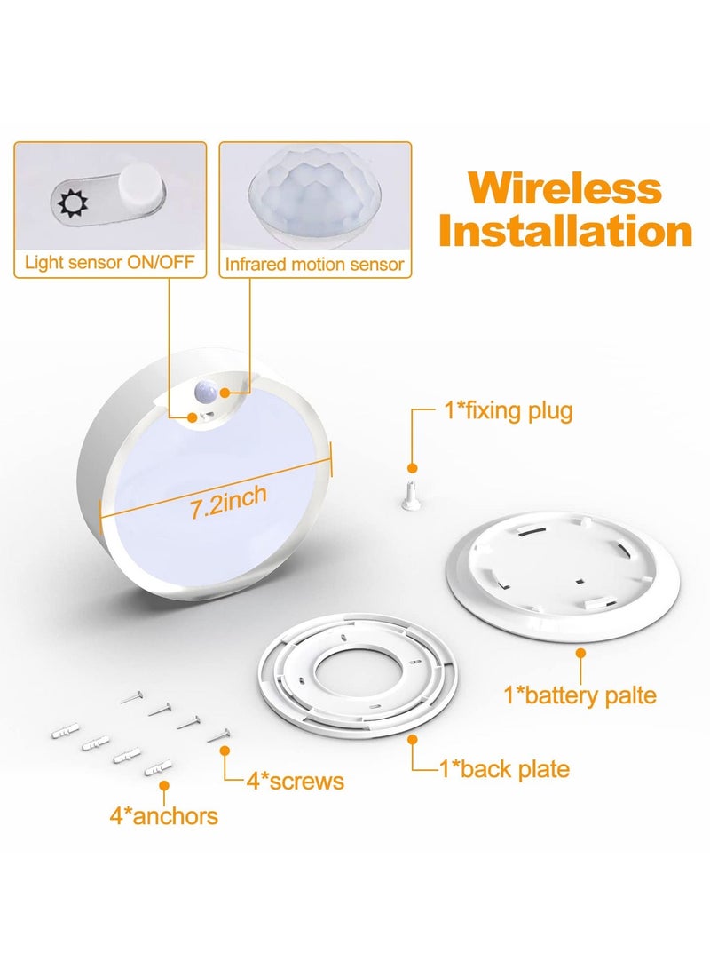LED Motion Sensor Ceiling Light, Battery Operated Ultra Bright Motion Activated Indoor Light for Shed Loft Porch Toilet Garage Stair Hallway Cupboard, Daylight 400LM (Battery Not Included)  - Image 3