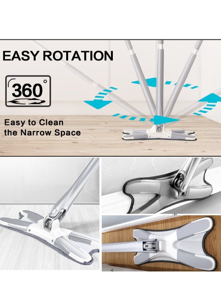 X-type Microfiber Floor Mop Hand-free Wash Spin Strong Water Absorption Cleaning Tools Long Handle Manual Extrusion Household - Image 2