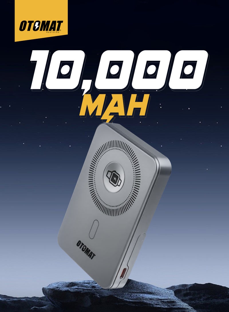 OTOMAT 10,000mAh Fast Wireless Power Bank with Stand & LED Display – High-Speed Charging for iPhone, Samsung, Android, Tablets, Power Bank, and More – Compact Design, Black - Image 5