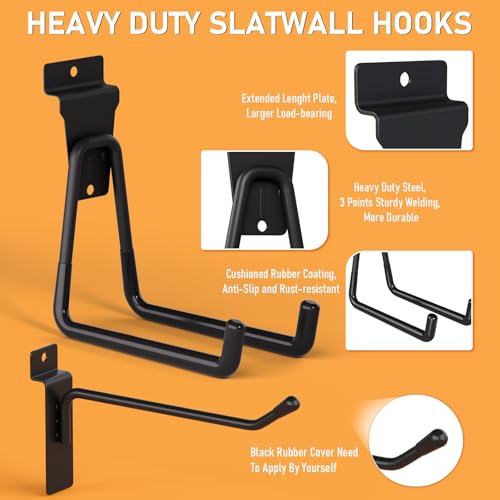 INCLY 30PCS Slatwall Accessories Set, Includes 4 Pack Ventilated Metal Wire Slatwall Baskets and 26PCS Multisized Heavy Duty Slatwall Hooks for Garage Organization Rooms Workshop Storage - Image 4