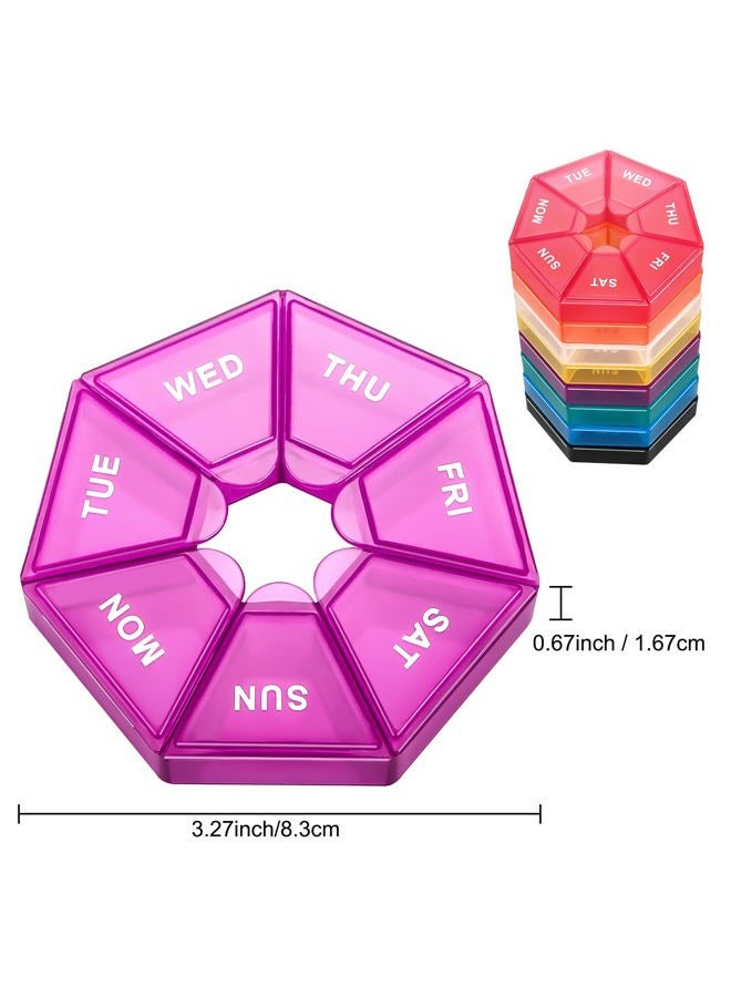 Ponpon 8pcs Pill Holder Box 7-Sided Portable Vitamin Holder Box Pill Organizer Medicine Planner ( 8 Corlor) - Image 2