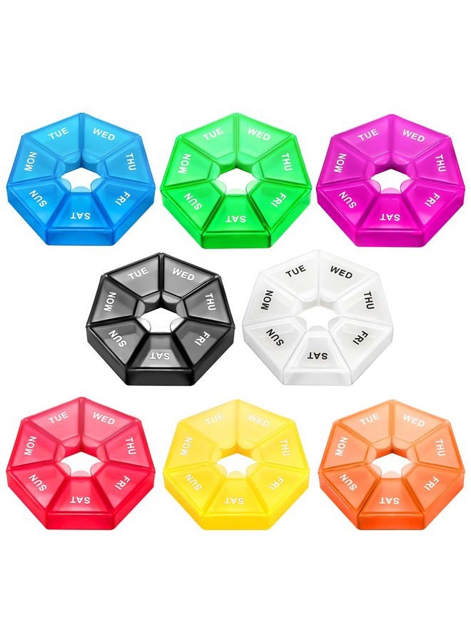 Ponpon 8pcs Pill Holder Box 7-Sided Portable Vitamin Holder Box Pill Organizer Medicine Planner ( 8 Corlor) - Image 1