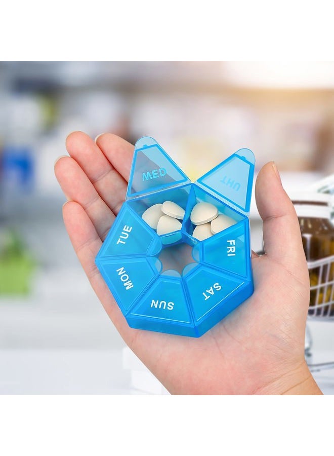Ponpon 8pcs Pill Holder Box 7-Sided Portable Vitamin Holder Box Pill Organizer Medicine Planner ( 8 Corlor) - Image 4
