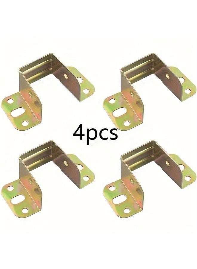 4pcs Heavy Duty Metal Bed Frame Brackets Golden Corner Support Hooks Furniture Stability - Image 1