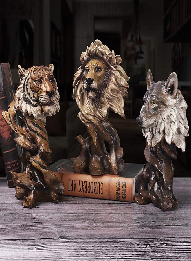 FUNSXBUG 11 Inch Resin Lion Statue Sculpture Animal Collectible Figurine Gift Idea Home Desktop Decoration - Image 3