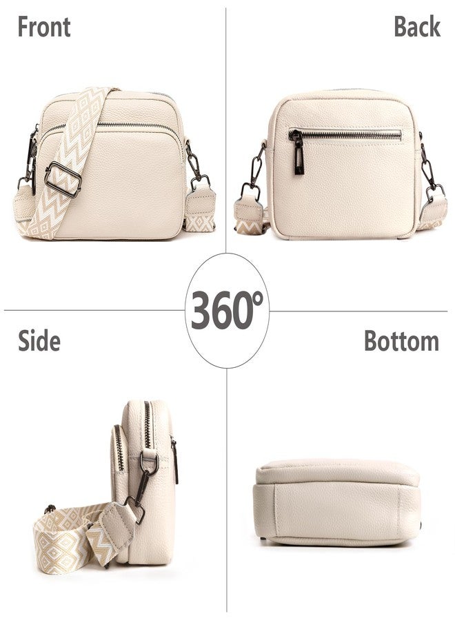 YFGBCX Camera Crossbody Bag for Women Genuine Leather Wide Strap Shoulder Bag Purse Trendy Design Camera Purse Crossbody Top Zip - Image 3