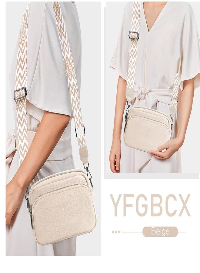 YFGBCX Camera Crossbody Bag for Women Genuine Leather Wide Strap Shoulder Bag Purse Trendy Design Camera Purse Crossbody Top Zip - Image 2