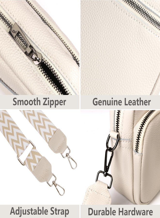YFGBCX Camera Crossbody Bag for Women Genuine Leather Wide Strap Shoulder Bag Purse Trendy Design Camera Purse Crossbody Top Zip - Image 4