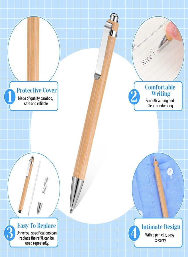 SHENLIU 100 Pcs Bamboo Pens Bulk Wooden Retractable Ballpoint Pen Black Ink 1mm Engraving Pens Customizable Gift Pen for Men Women Home Office School Employee Writing Signature Journaling - Image 3