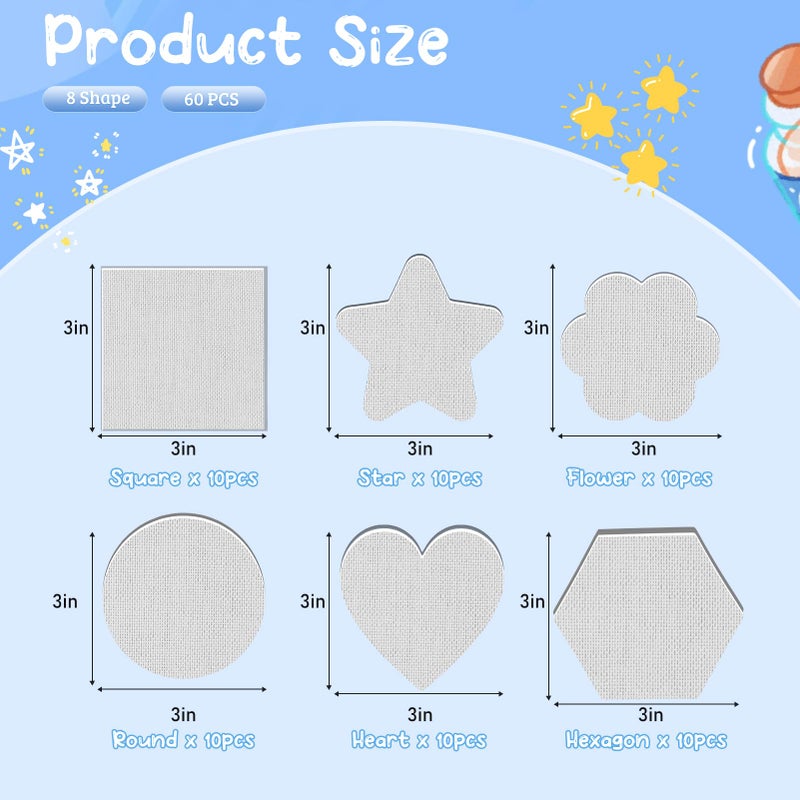ZhouBoat 60 Pcs Magnetic Canvas Panel Mini Canvas Boards for Painting 3 Inch Small Canvases Bulk Mini Canvases DIY Decorative Magnets Painting Crafts for Fridge Locker Home Office Decor (Mixed Styles) - Image 2