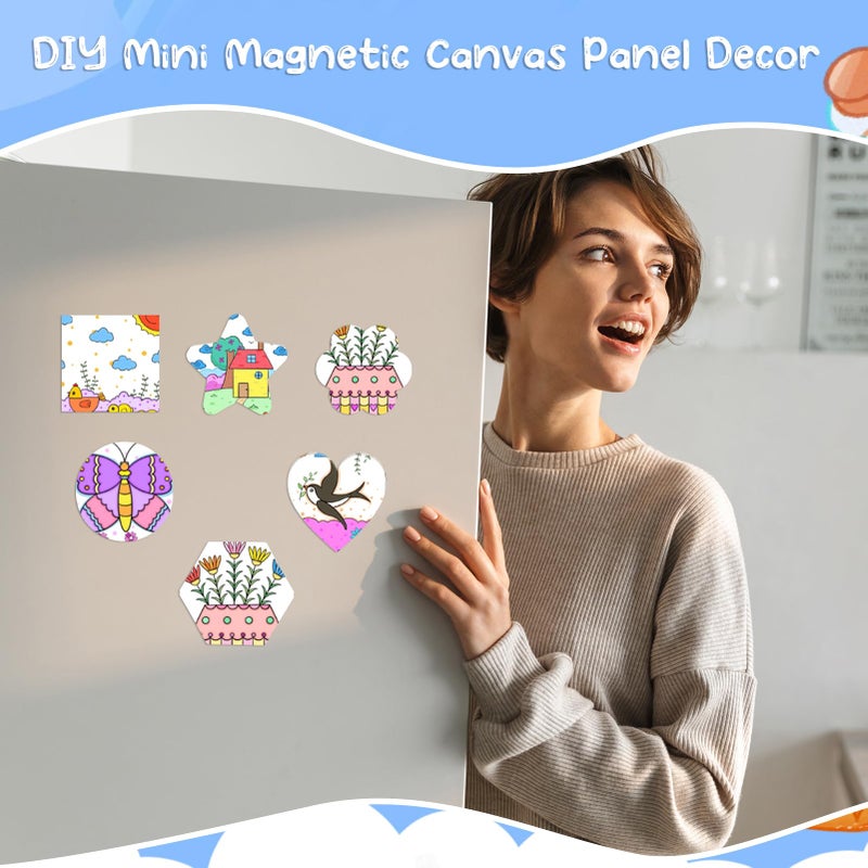 ZhouBoat 60 Pcs Magnetic Canvas Panel Mini Canvas Boards for Painting 3 Inch Small Canvases Bulk Mini Canvases DIY Decorative Magnets Painting Crafts for Fridge Locker Home Office Decor (Mixed Styles) - Image 4