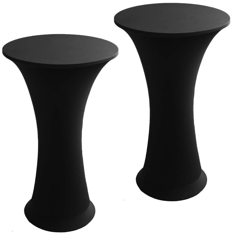 Jusmate Jusmate Cocktail Spandex Stretch Round Tablecloth 2 Pack 24x43 Fitted Highboy Stretch Table Cover High Top Round Cocktail Tablecloth for Bar Wedding Party Banquet Black