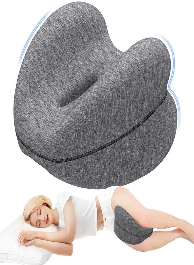 DailyCuddles Knee Pillow for Side Sleepers, Leg Pillow for Sleeping with Washable Cover and High-Density Memory Foam, Adaptive Support for Legs, Spine Aligning, Sciatica, Back, Hip, Knee, Grey - Image 1