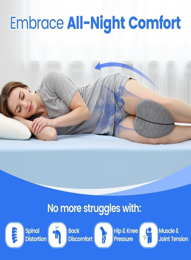 DailyCuddles Knee Pillow for Side Sleepers, Leg Pillow for Sleeping with Washable Cover and High-Density Memory Foam, Adaptive Support for Legs, Spine Aligning, Sciatica, Back, Hip, Knee, Grey - Image 2
