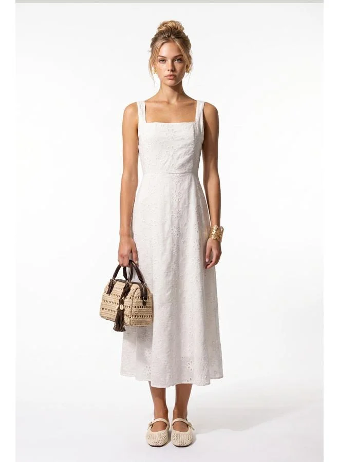 Lovely Istanbul Floral Summer Midi Dress LBY0063 WHITE.