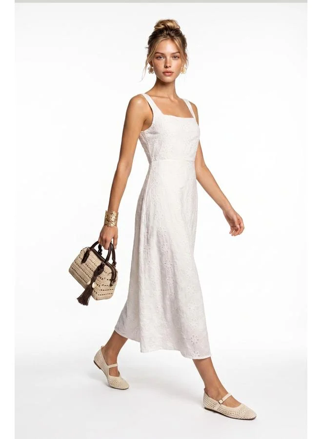 Lovely Istanbul Floral Summer Midi Dress LBY0063 WHITE.