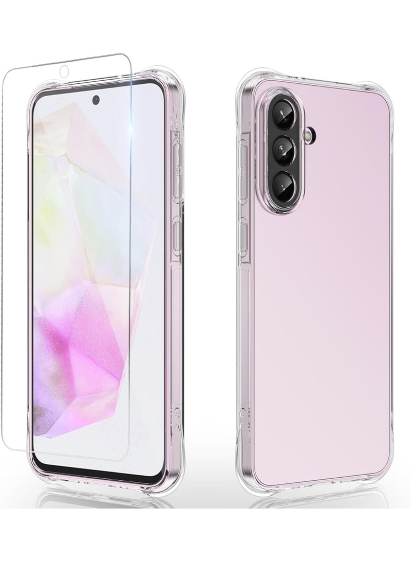 CHEROSIN [1+1 Sets] For Samsung Galaxy A57 Case & Screen Protector Crystal Clear Ultra Slim Anti Scratch Shockproof Protective TPU Back Cover with Tempered Glass Screen Protector - Image 1