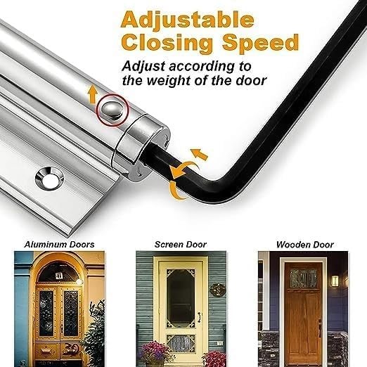 Drofail Spring Load Door Closer Hinge Adjustable Metal Door Closer Slowly Closes for Garden Gates Wooden for Home Office Bedroom Steel - Image 2